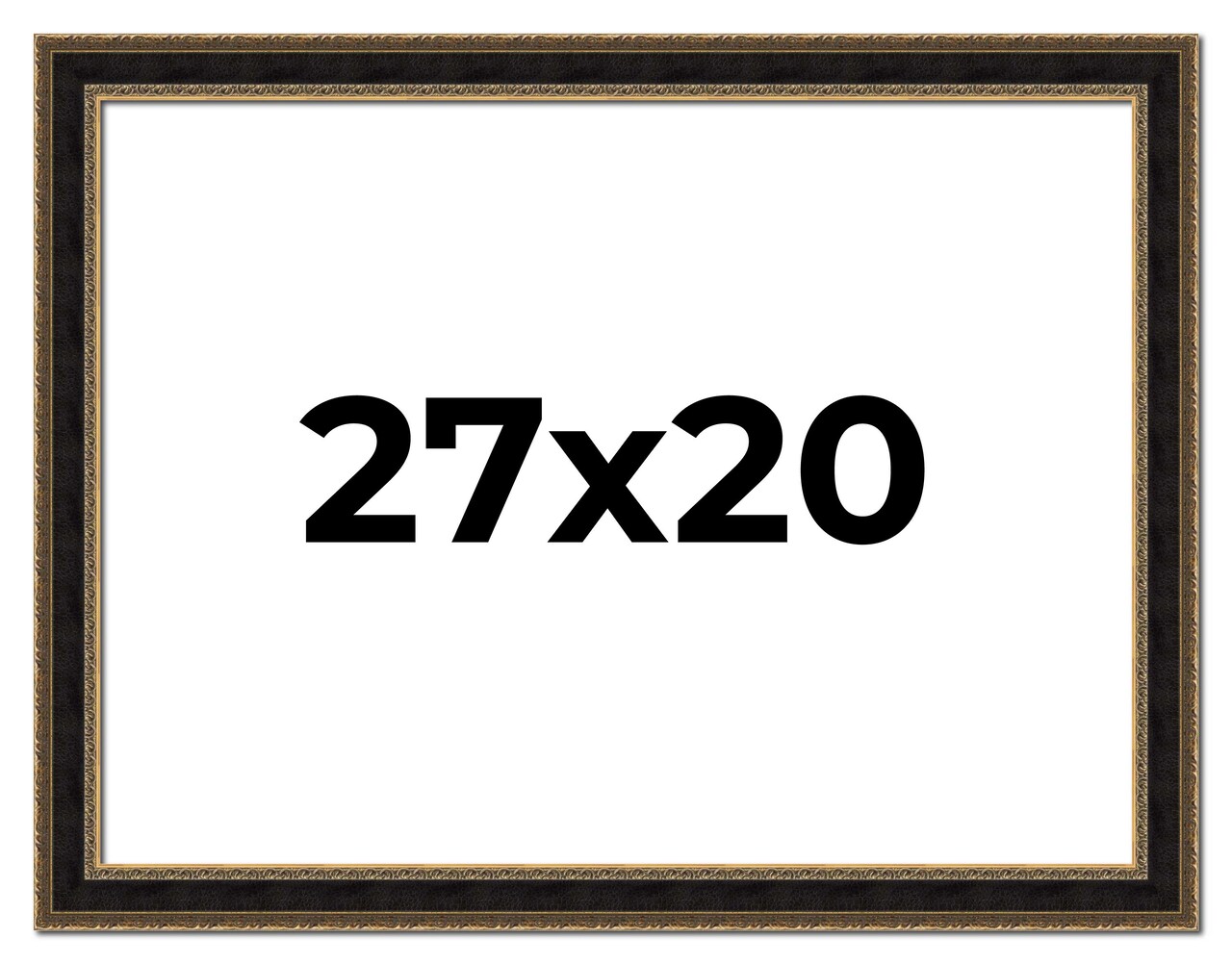 27x20 Ornate Brown Picture Frame - UV Acrylic, Foam Board Backing, Hanging Hardware